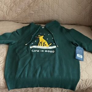 Life Is Good Women’s Dark Green Crewneck Sweater